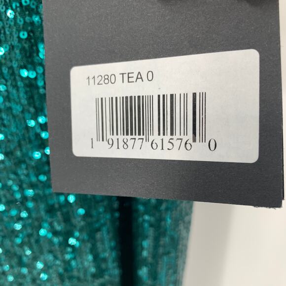 MAC DUGGAL Dress Size 0 Evening Gown Sequin Green NEW Soft Tie Halter Neck - Picture 5 of 8